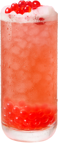 Bursting Berry — Zesty lemonade, sweet strawberry, and boba that pops.